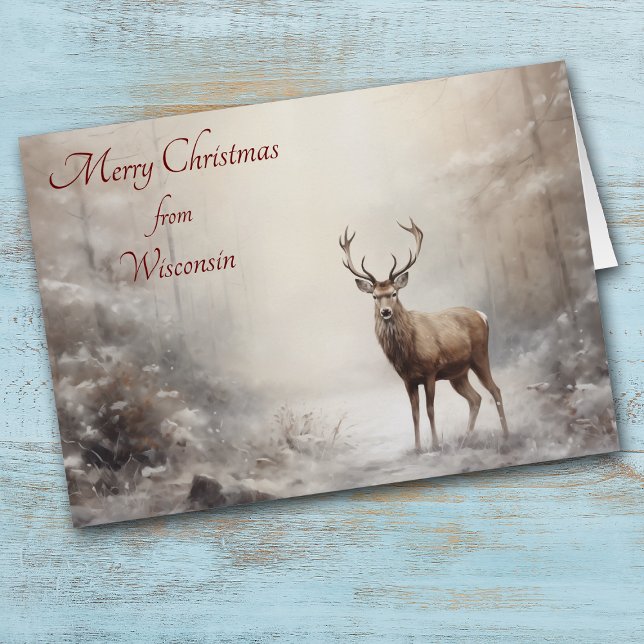 Forest Deer Christmas in Wisconsin Card (Creator Uploaded)