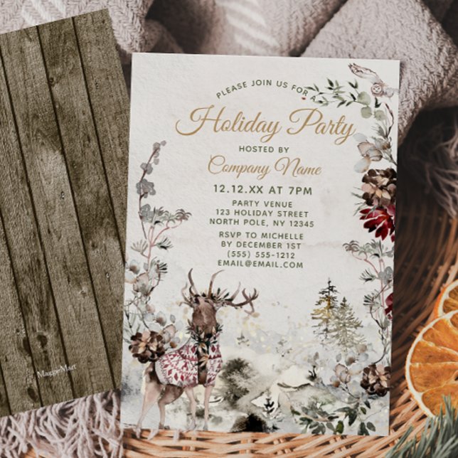 Forest Deer Corporate Holiday Christmas Party Invitation (Creator Uploaded)