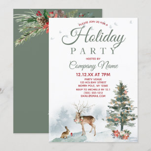 Forest Deer Corporate Holiday Christmas Party Invitation