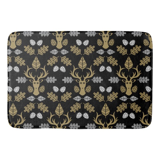 Forest Deer Nature Print Bath Mat (Front)