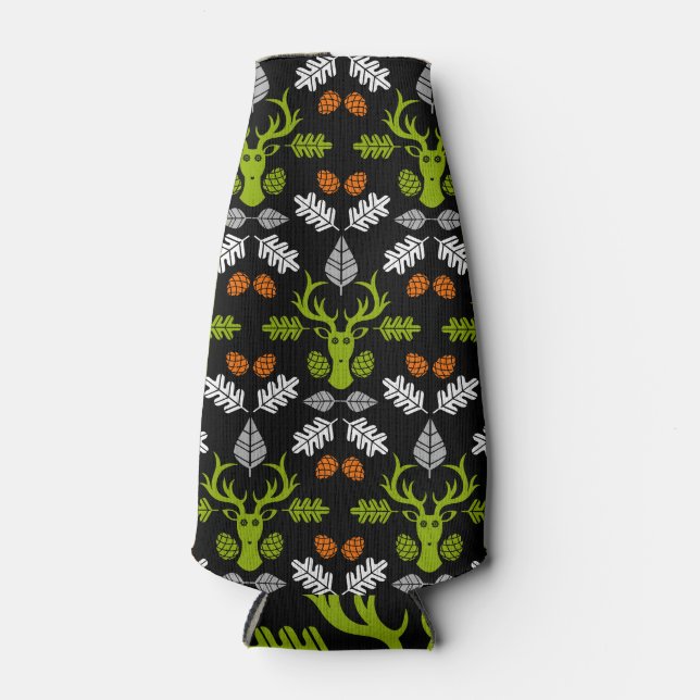 Forest Deer Nature Print Bottle Cooler (Front)