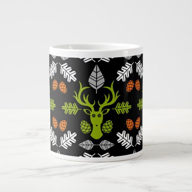 Forest Deer Nature Print Large Coffee Mug (Front)
