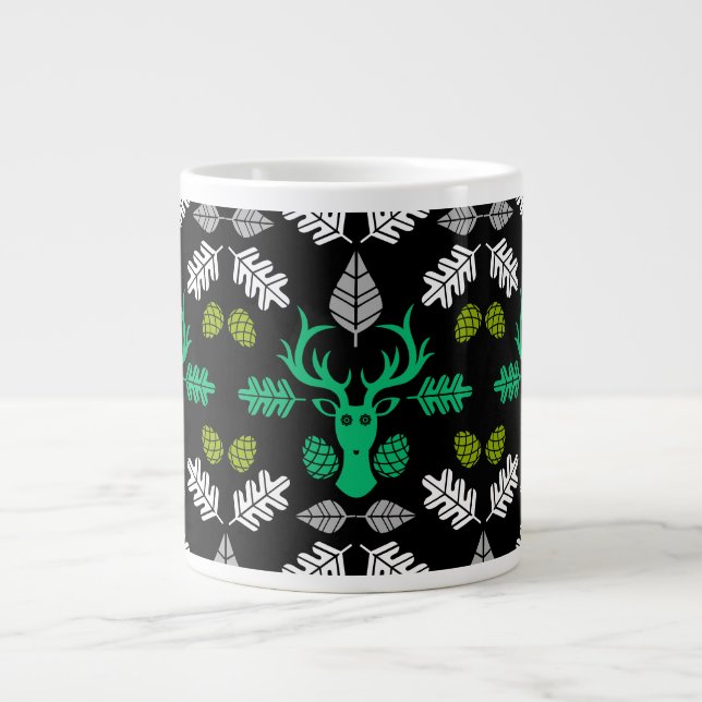 Forest Deer Nature Print Large Coffee Mug (Front)