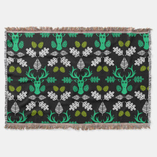 Forest Deer Nature Print Throw Blanket