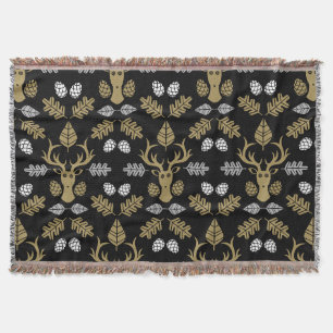 Forest Deer Nature Print Throw Blanket