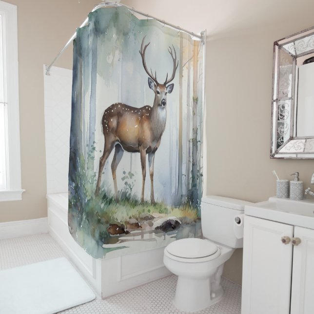 Forest Deer Shower Curtain (In Situ)