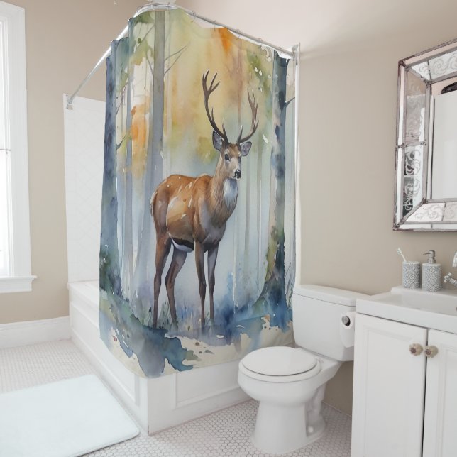 Forest Deer Shower Curtain (In Situ)