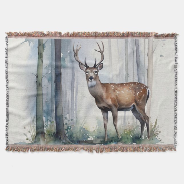 Forest Deer Throw Blanket (Front)
