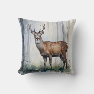 Forest Deer Throw Pillow
