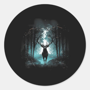 Forest Deer Wildlife Animal Illustration 2 Classic Round Sticker