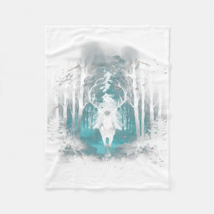 Forest Deer Wildlife Animal Illustration 2 Fleece Blanket