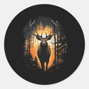 Forest Deer Wildlife Animal Illustration 6  Classic Round Sticker
