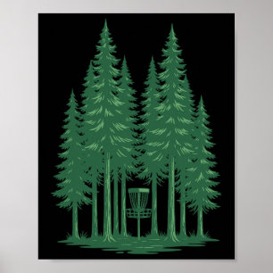 Forest Disc Golf Sket Frisbee Golf Scene For Disc Poster