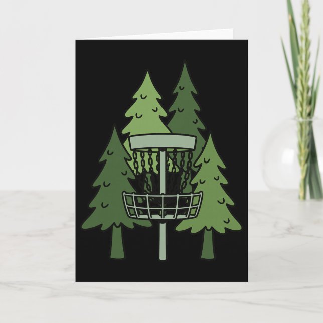 Forest Disc Golf Sket Funny Disc Golfing Scene  Card (Front)