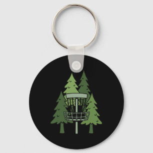 Forest Disc Golf Sket Funny Disc Golfing Scene Key Ring