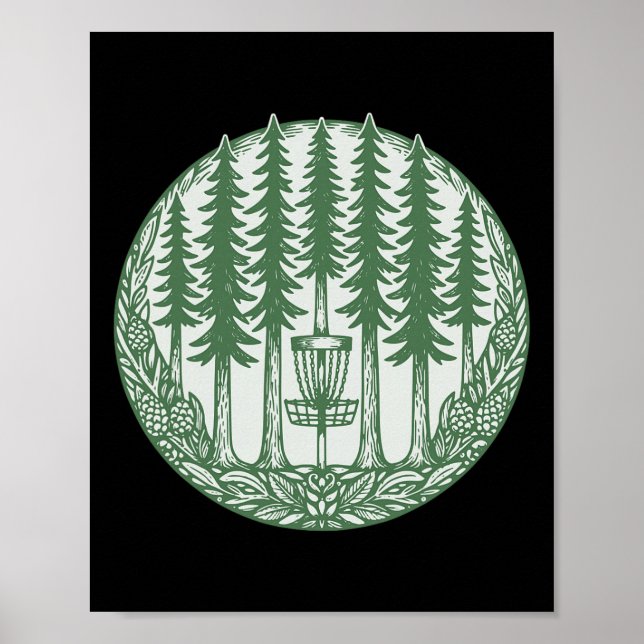 Forest Disc Golf Sket Pine Trees Flying Disc  Poster (Front)
