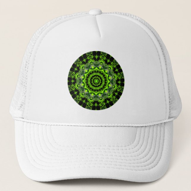 Forest Dome Mandala, Abstract Green Woods Trucker Hat (Front)