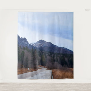 Forest Drive Scenic Landscape Wild Nature Romania Tapestry