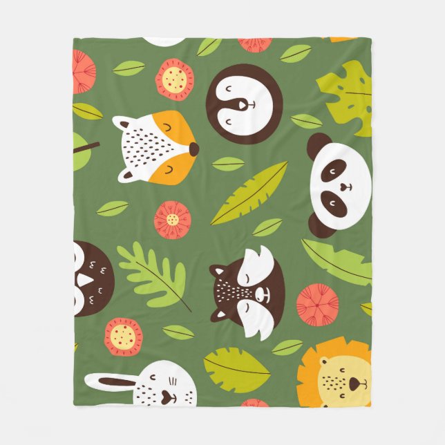 Forest dwellers: Scandinavian children's pattern. Fleece Blanket (Front)
