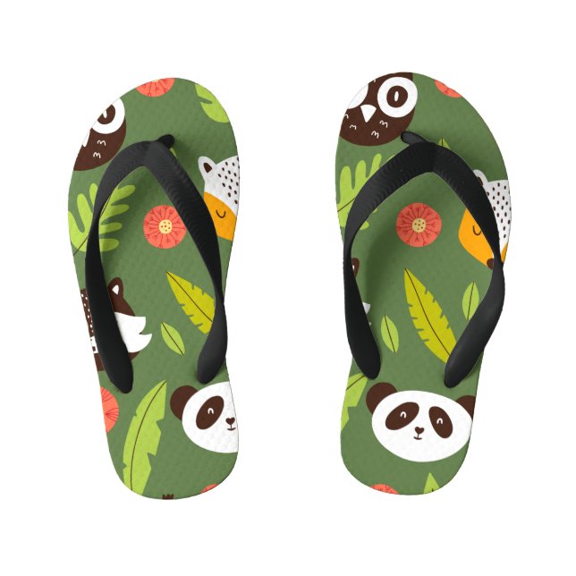 Forest dwellers: Scandinavian children's pattern. Kid's Thongs (Footbed)