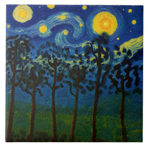 Forest Echoes of Infinity – A Forest Landscape Ceramic Tile