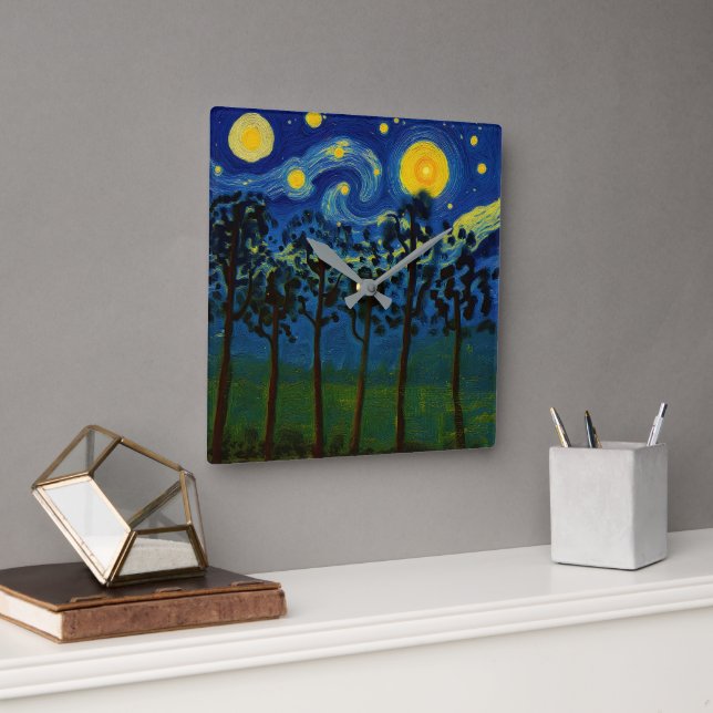 Forest Echoes of Infinity – A Forest Landscape Square Wall Clock (Office)