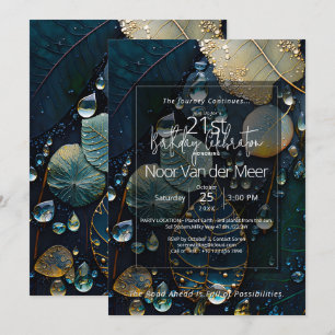 Forest Echos Botanical Gemstone Abstract Invitation