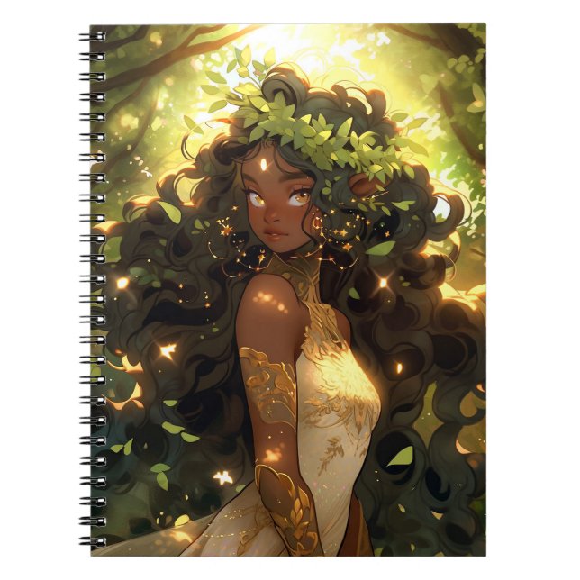 Forest Elf African American Black Fantasy Art Notebook (Front)