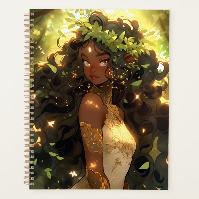 Forest Elf African American Black Fantasy Art Planner (Front)