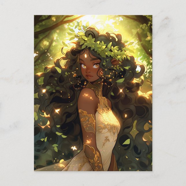 Forest Elf African American Black Fantasy Art Postcard (Front)