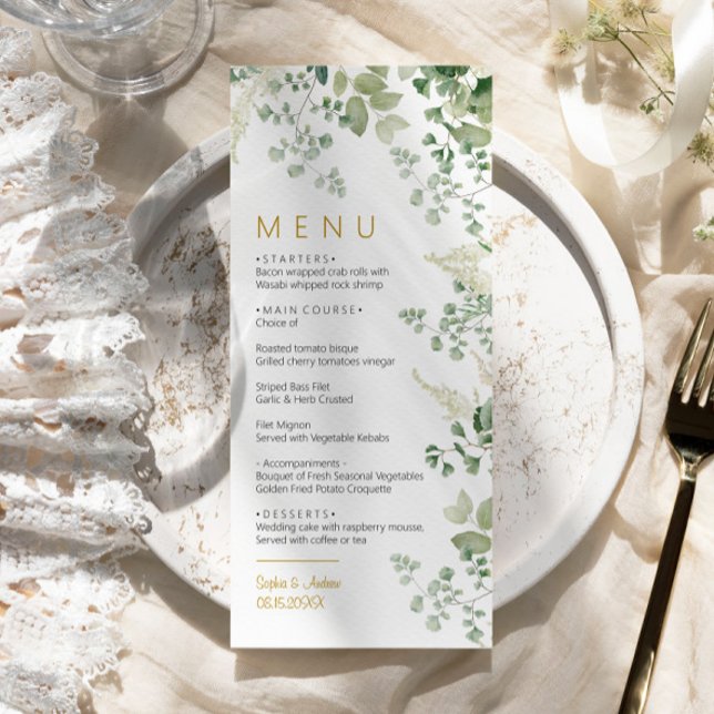 Forest Eucalyptus Greenery Leaves Wedding Menu (Creator Uploaded)