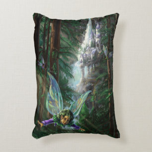 Forest Fairies and Waterfall Castle Decorative Cushion