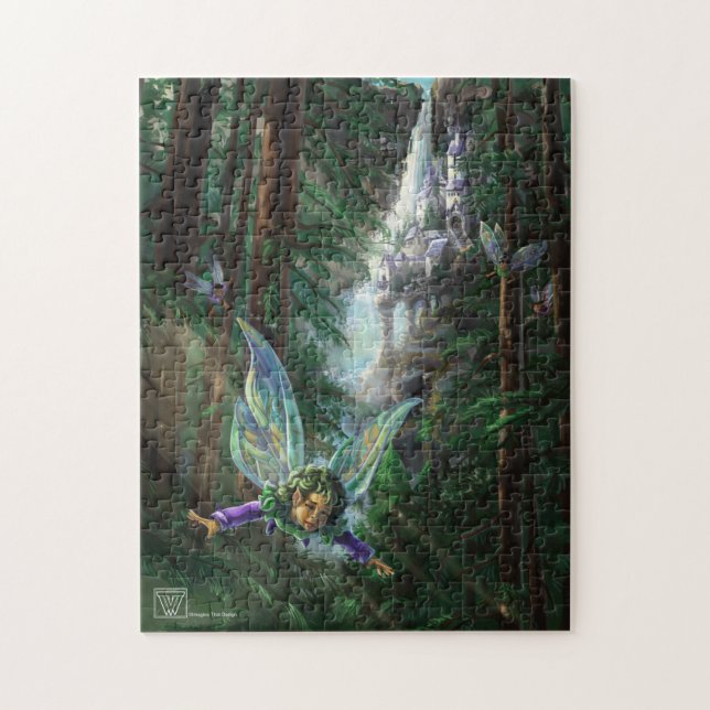 Forest Fairies and Waterfall Castle Jigsaw Puzzle (Vertical)