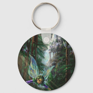 Forest Fairies and Waterfall Castle Key Ring