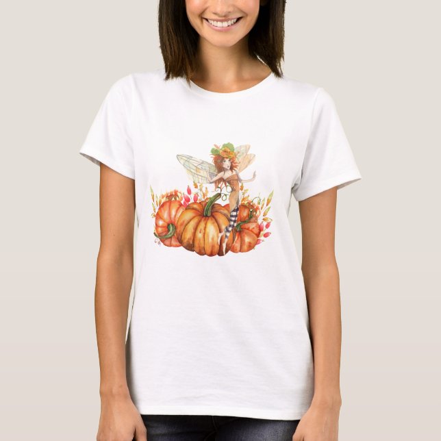 Forest Fairy & Autumn Pumpkin Bouquet T-Shirt (Front)