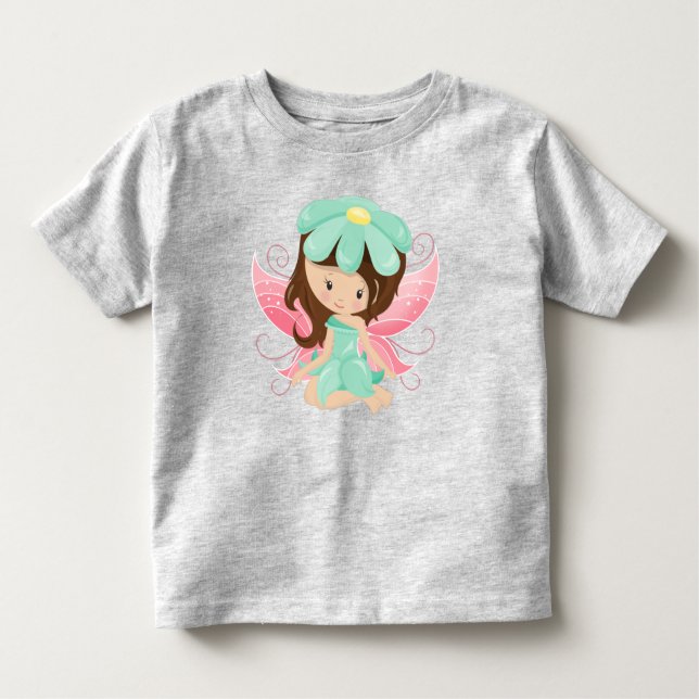 Forest Fairy, Cute Fairy, Brown Hair, Flowers Toddler T-Shirt (Front)