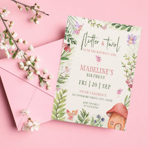 Forest Fairy Flutter & Twirl Girl Birthday Invitation