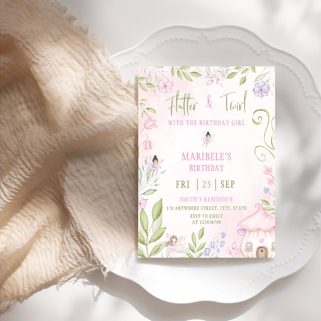 Forest Fairy Flutter & Twirl Girl Birthday Party Invitation (Creator Uploaded)
