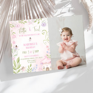 Forest Fairy Flutter & Twirl Girl Birthday Photo Invitation