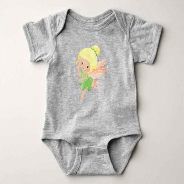 Forest Fairy, Magic Fairy, Cute Fairy, Blonde Hair Baby Bodysuit (Front)