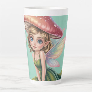 Forest Fairy with Mushroom Hat Illustration Latte Mug