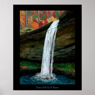 Forest Falls - Appalachian Waterfall Painting Poster