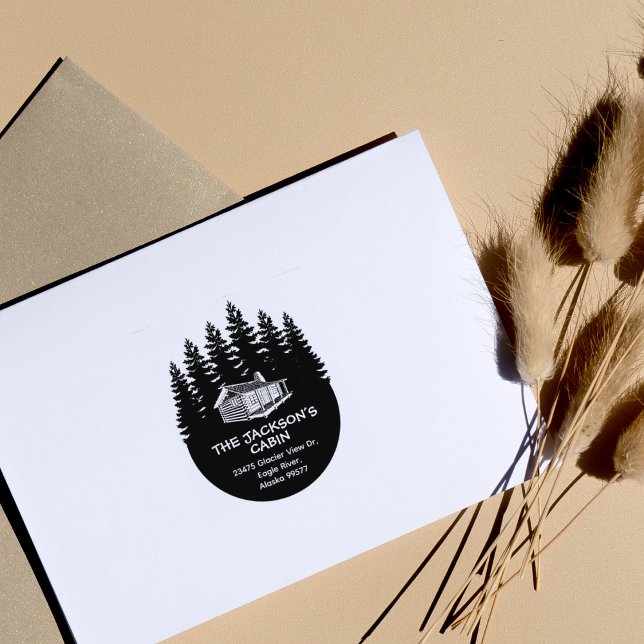 Forest Family Cabin Return Address Rubber Stamp (Creator Uploaded)