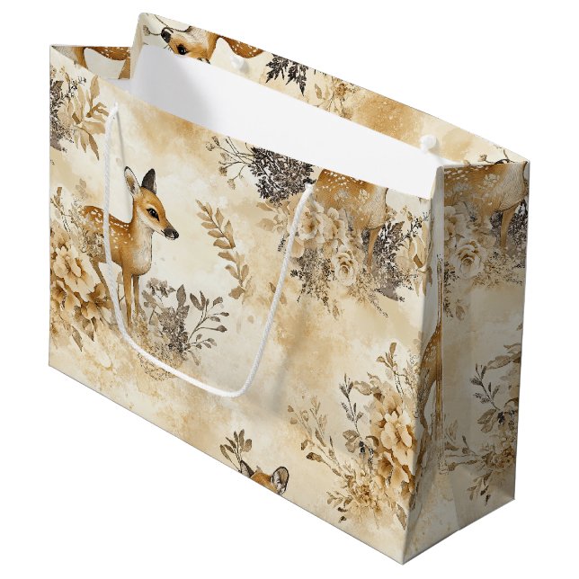 Forest Fawn Animal Pattern Large Gift Bag (Front Angled)