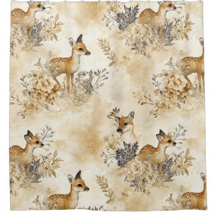 Forest Fawn Animal Pattern Shower Curtain