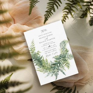 Forest Fern Mountain Woodland Chic Elegant Wedding Invitation