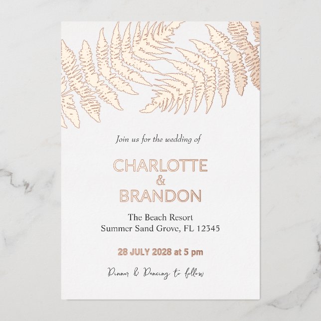 Forest Ferns Outdoors Wedding Rose Gold  (Front)