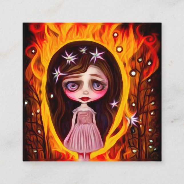 Forest Fire Doll Square Business Card (Front)