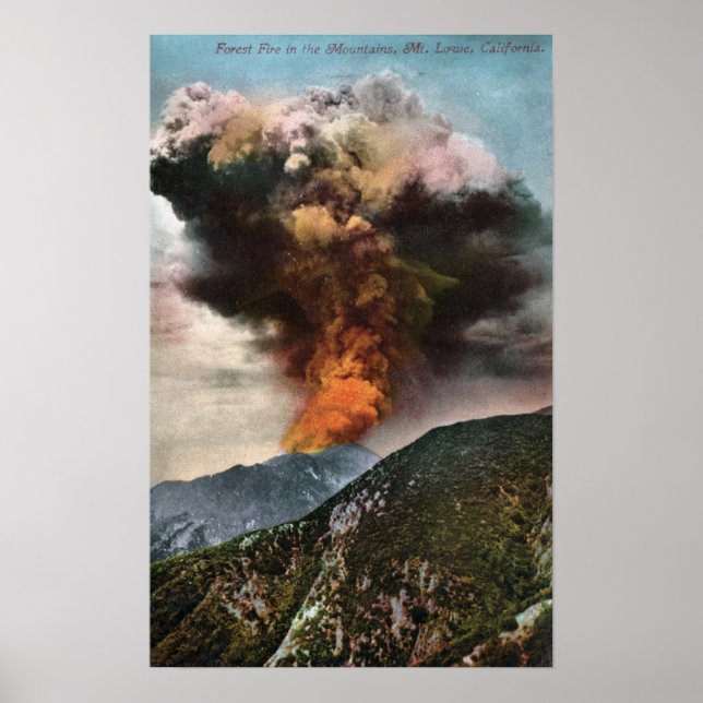 Forest Fire view in Mountains Poster (Front)