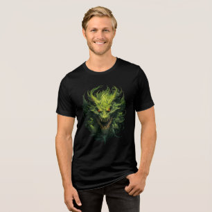 Forest Flame Dragon Head Illustration Tri-Blend Shirt